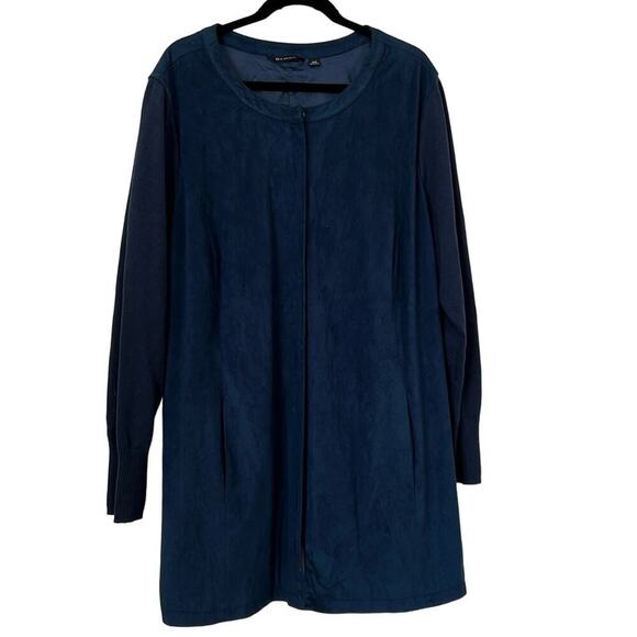 H by Halston Blue oversized Faux Suede Jacket - Picture 1 of 8